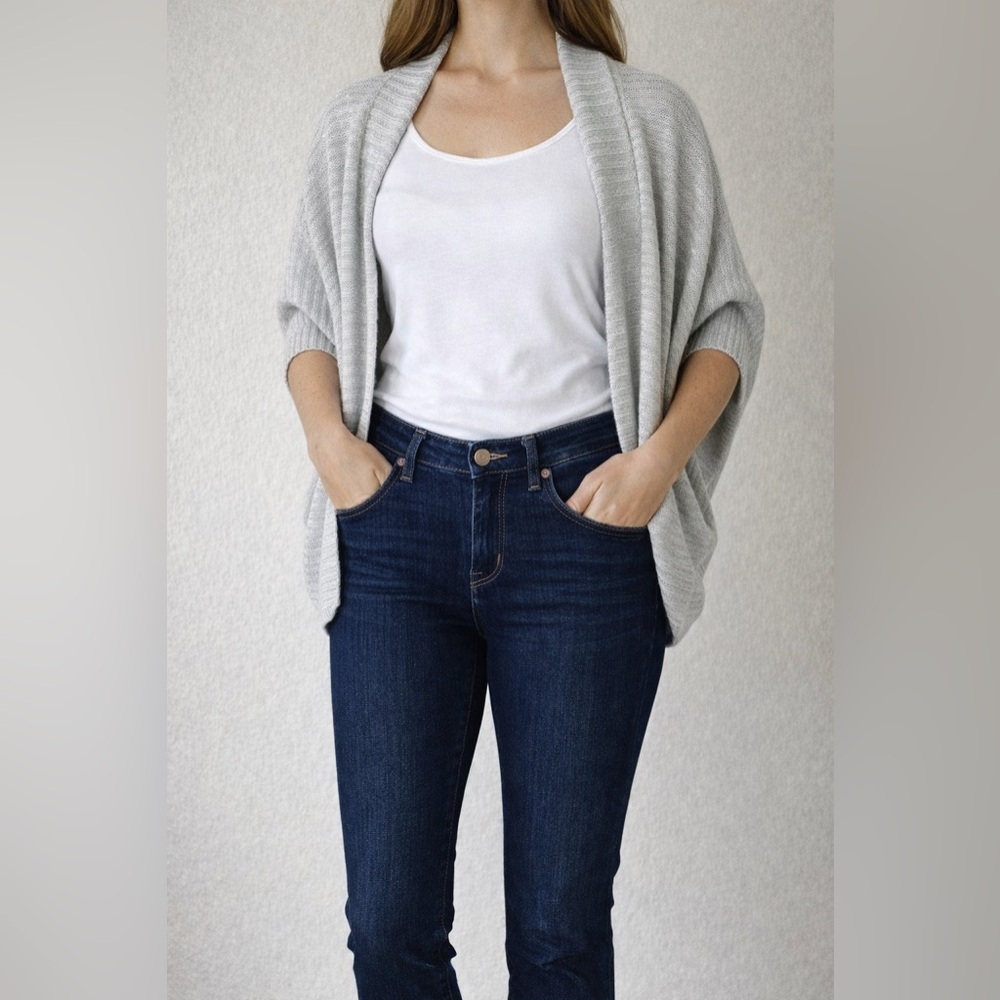 NWT GAP Ice Blue with Silver Threads Angora Blend Shrug Cardigan Medium Large